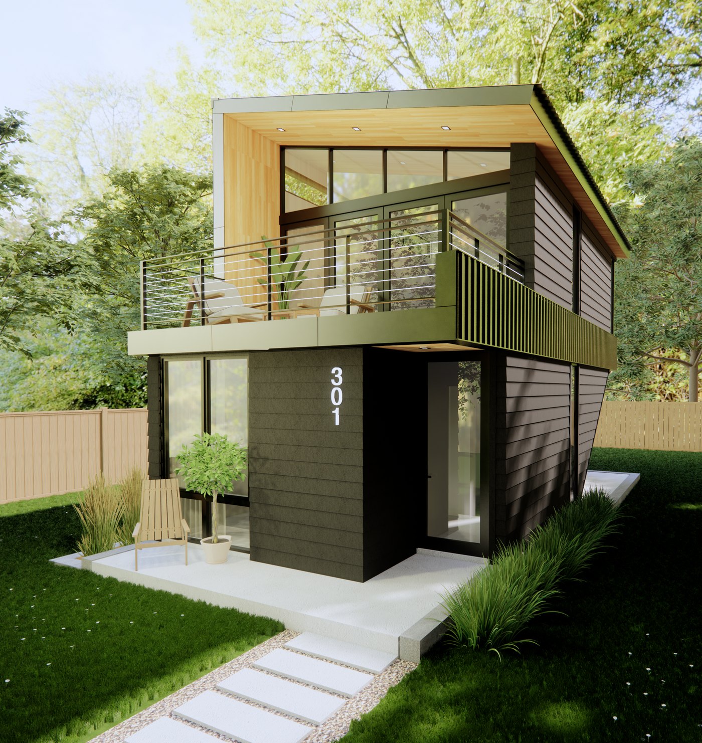 42 Micro Homes — Model 3 A-frame rendering